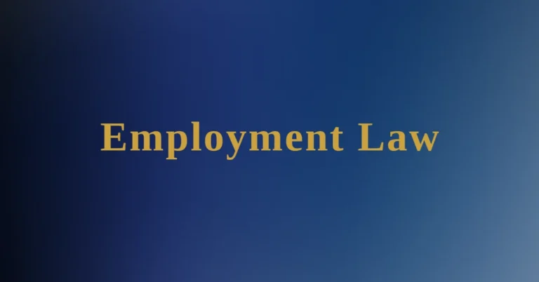Text "Employment Law" in gold serif font centered on a gradient blue background.
